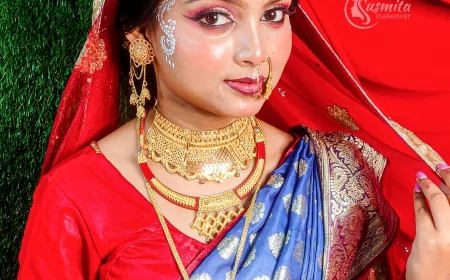 Bold Beautiful & Bengali  A Dazzling Bridal Look in Blue and Red, Bengali Bridal Makeup
