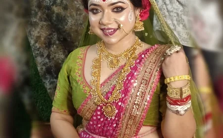 A Fresh Twist to Tradition Bengali Bridal Look in Pink & Green