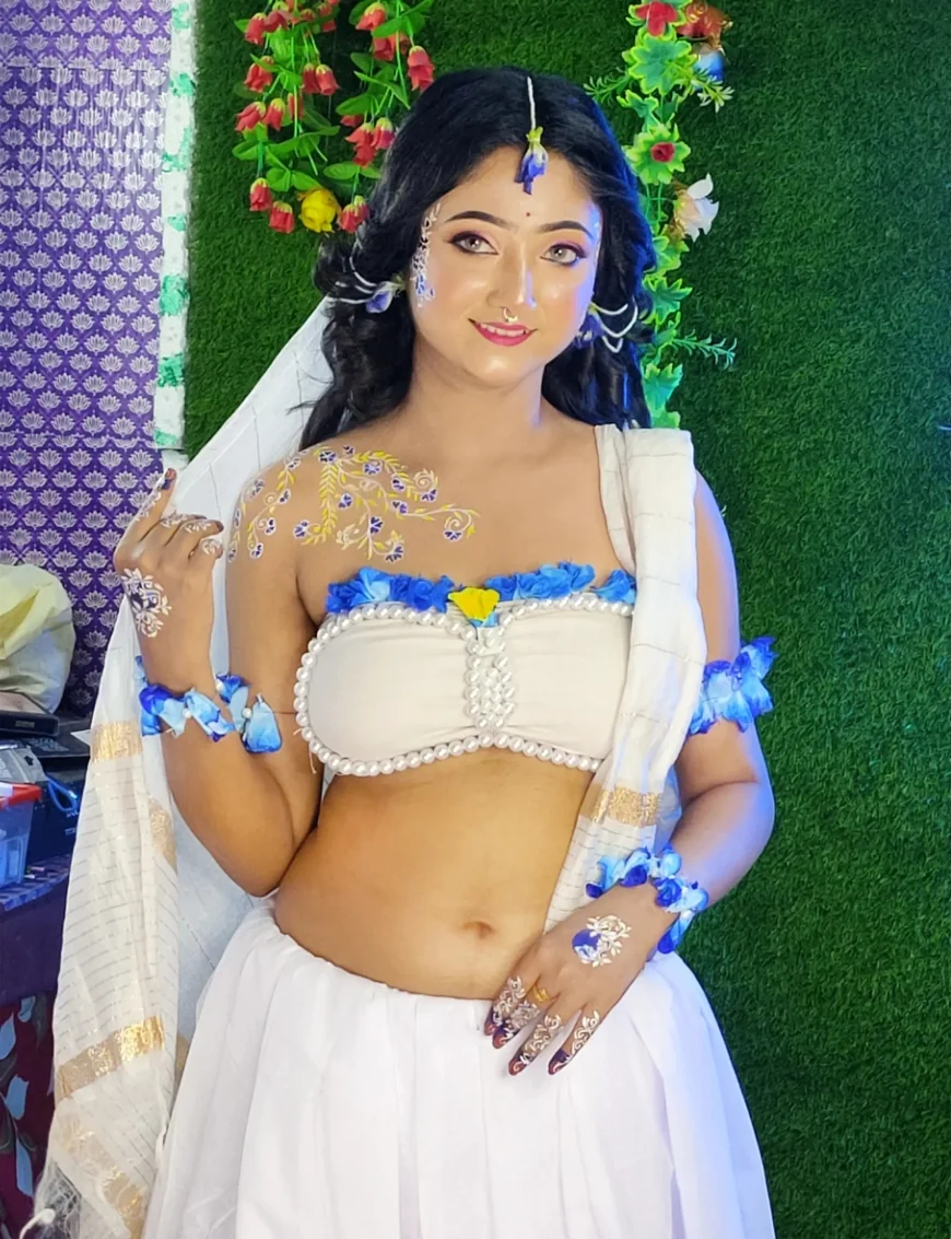 Divine Floral Fantasy A Haldi Look Reimagined with Pearls & Petals
