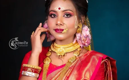 The Divine Glow of a Bengali Bride A Timeless Red & Gold Makeup Story